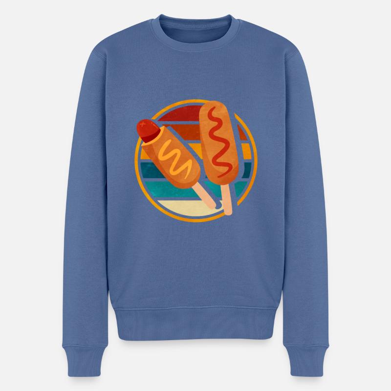 Chien de maïs rétro - Pull Premium bio Homme - bleu pigeon