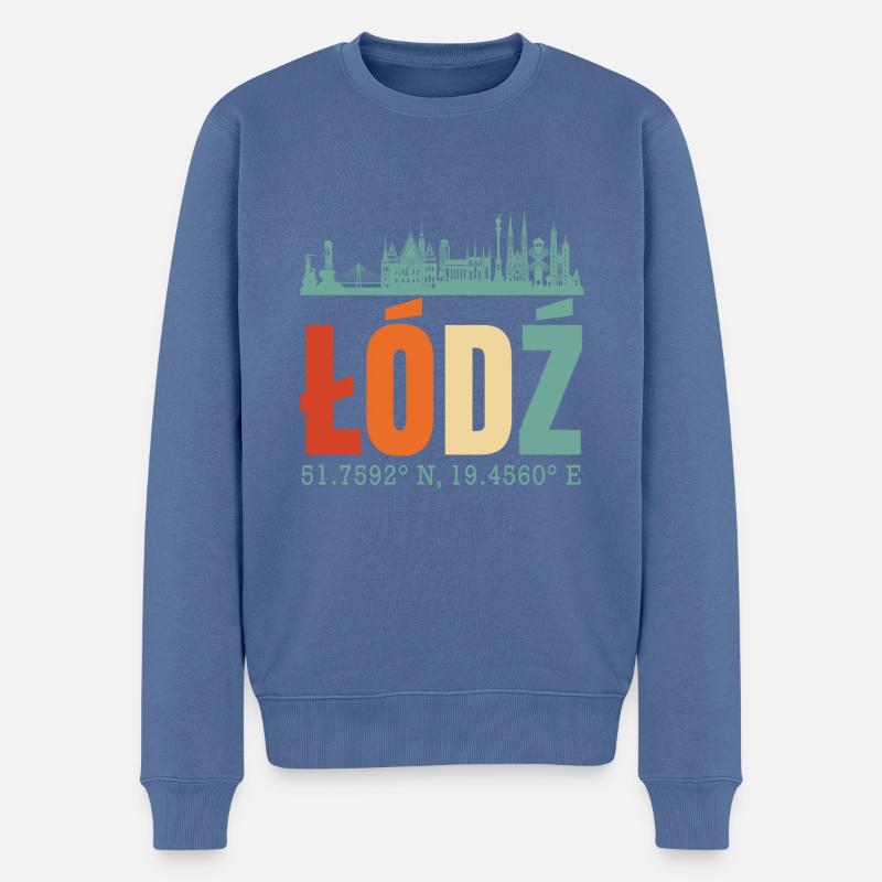 Pologne Lodz Skyline - Pull Premium bio Homme - bleu pigeon
