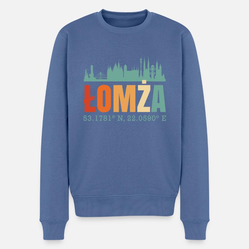 Polen Lomza Skyline - Männer Premium Bio Pullover - Taubenblau