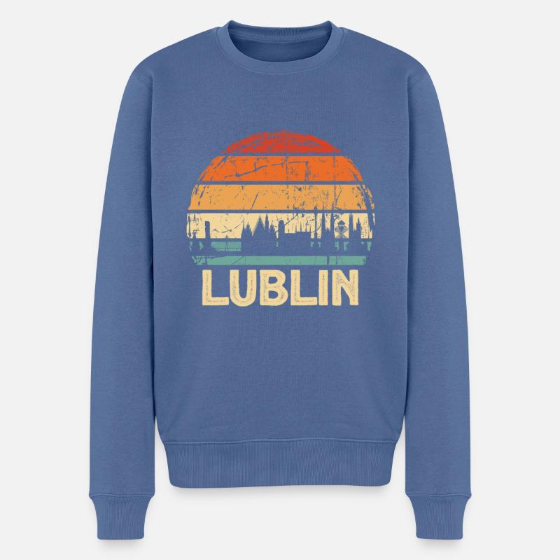 Pologne Lublin Skyline - Pull Premium bio Homme - bleu pigeon