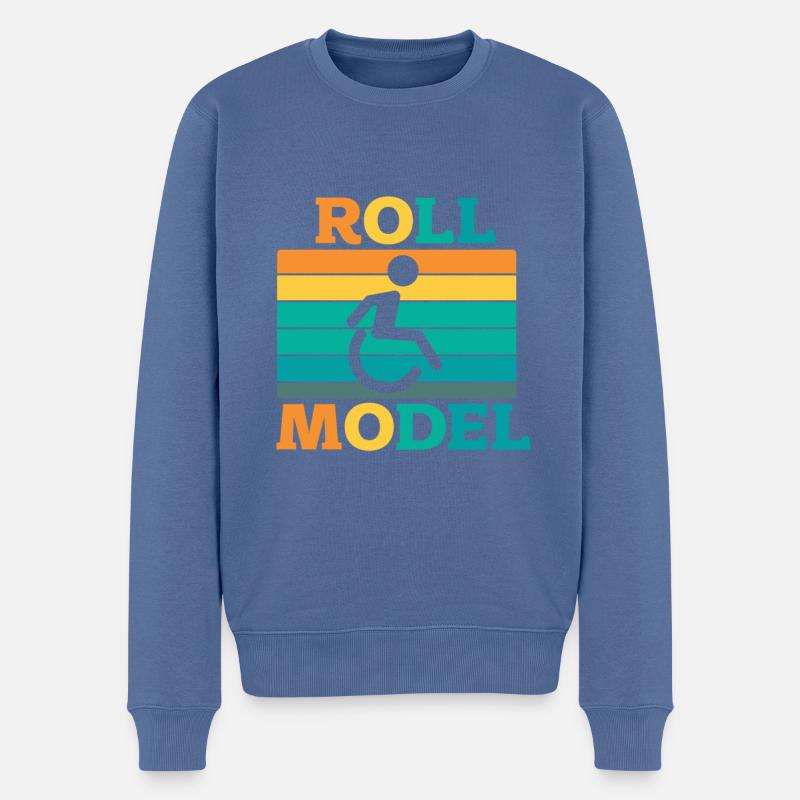 Fauteuil roulant - Pull Premium bio Homme - bleu pigeon