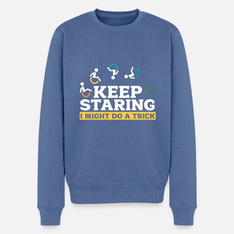 fauteuil roulant - Pull Premium bio Homme - bleu pigeon