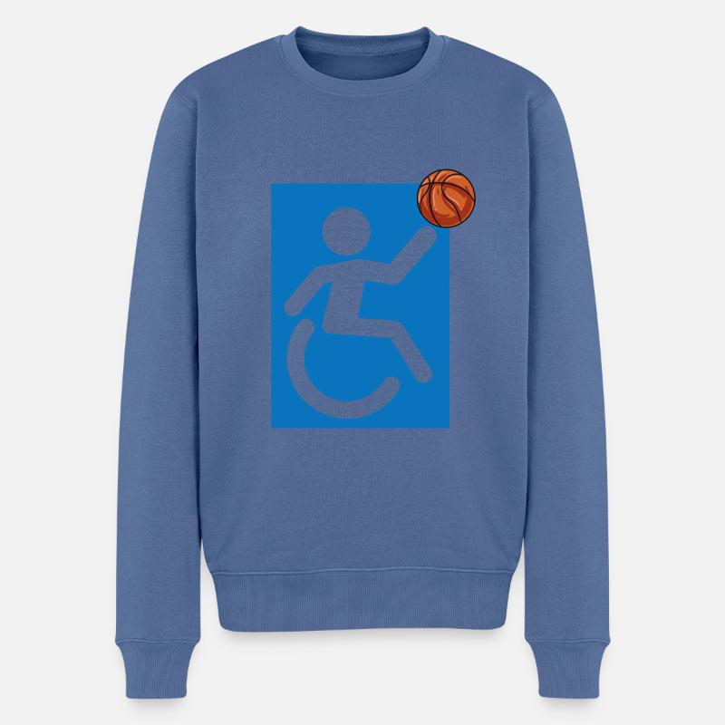 Rollstuhl - Männer Premium Bio Pullover - Taubenblau