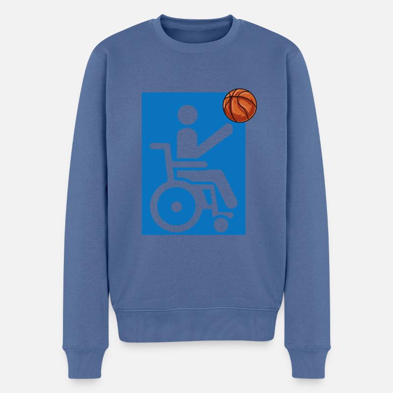 Fauteuil roulant - Pull Premium bio Homme - bleu pigeon