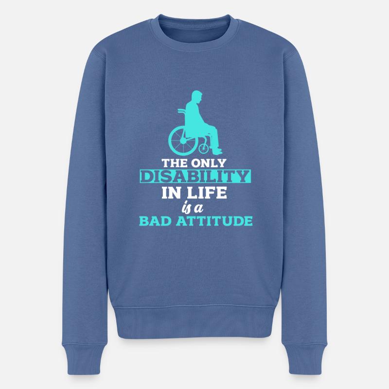 fauteuil roulant - Pull Premium bio Homme - bleu pigeon
