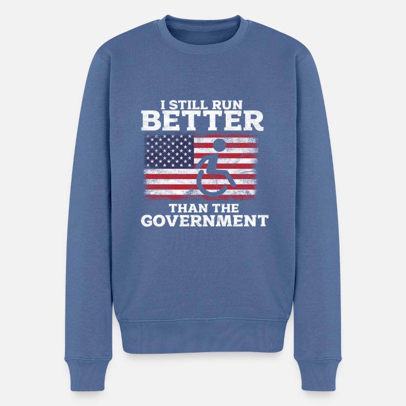 Rollstuhl - Männer Premium Bio Pullover - Taubenblau