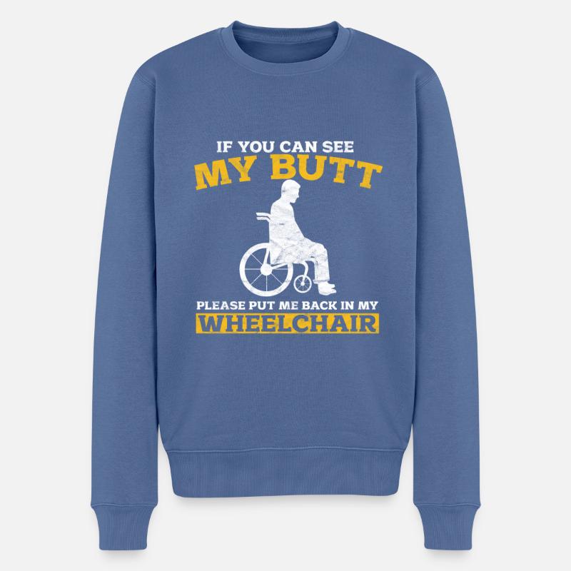 Fauteuil roulant - Pull Premium bio Homme - bleu pigeon