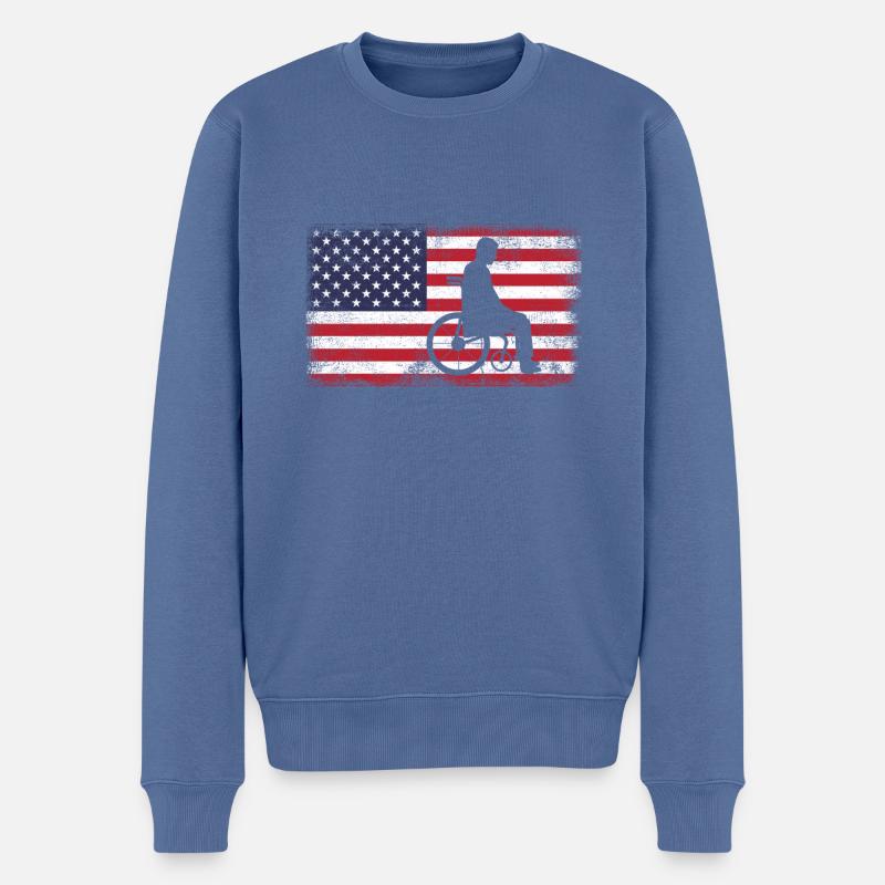 Rollstuhl - Männer Premium Bio Pullover - Taubenblau