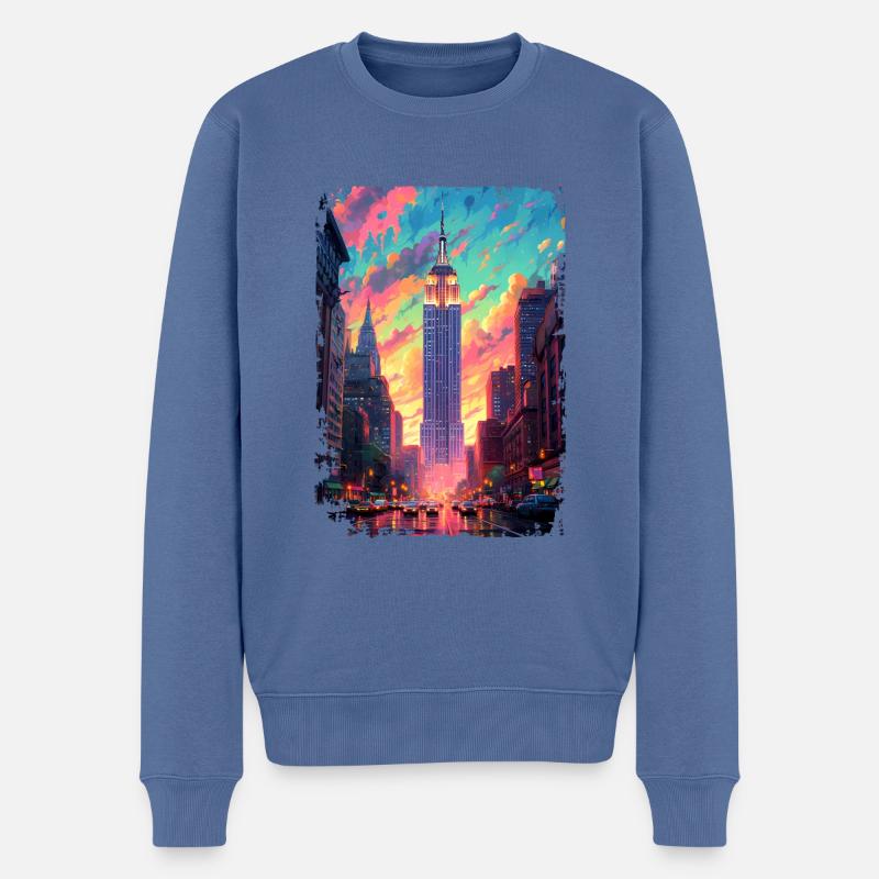 New York - Männer Premium Bio Pullover - Taubenblau