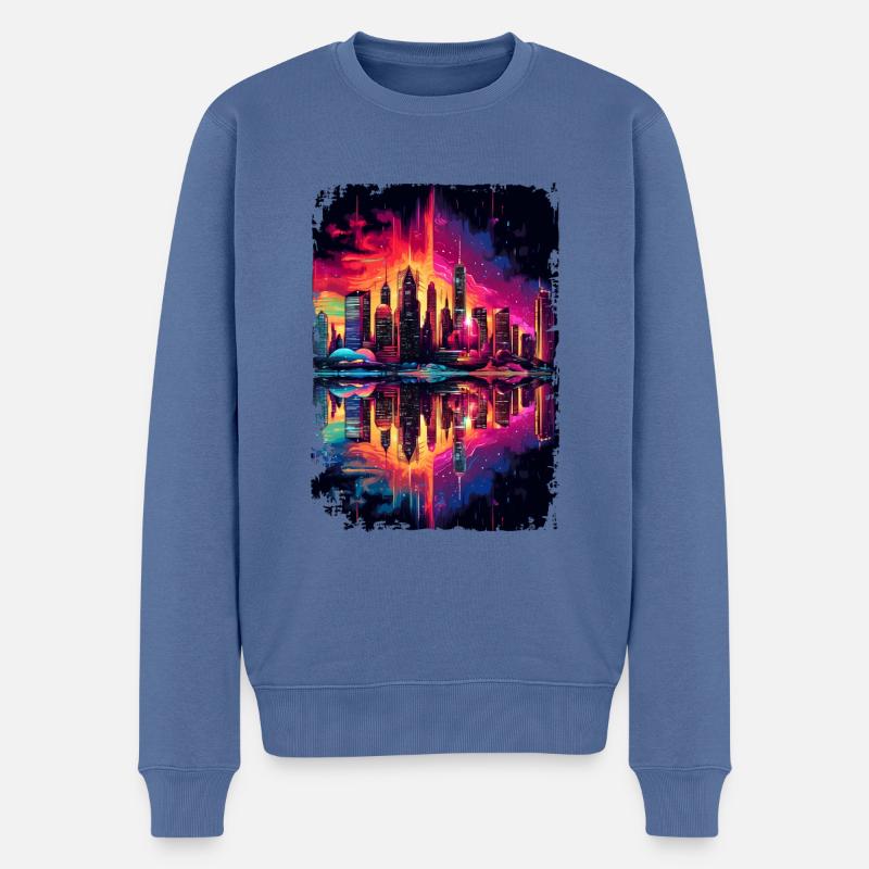 New York - Männer Premium Bio Pullover - Taubenblau
