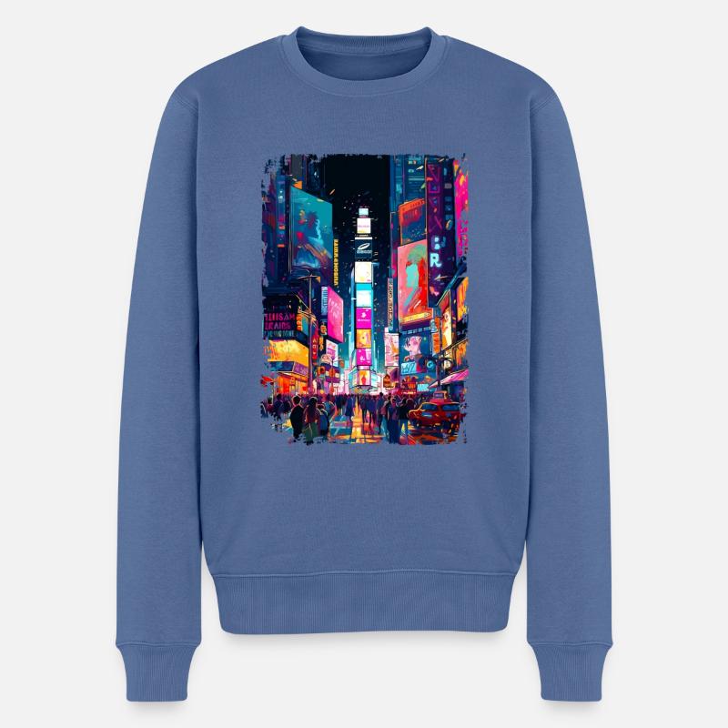New York - Männer Premium Bio Pullover - Taubenblau