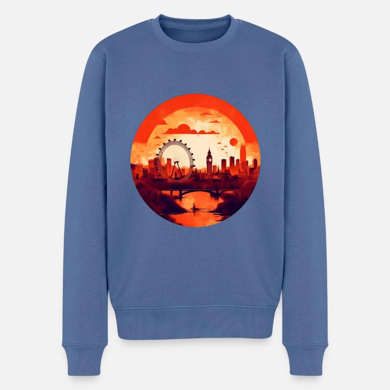 London - Männer Premium Bio Pullover - Taubenblau