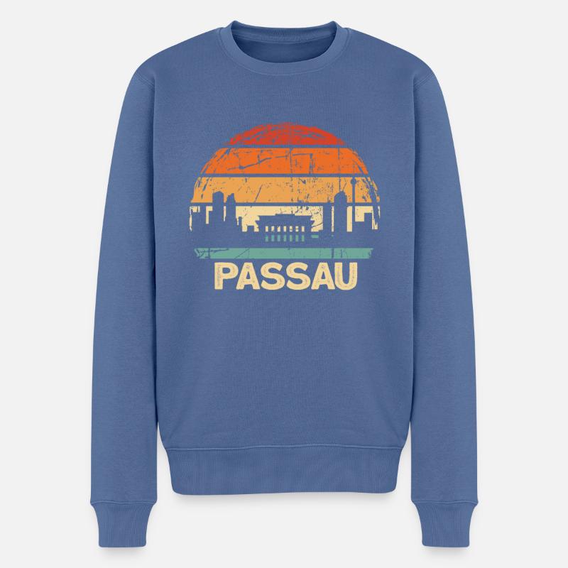 Passau - Männer Premium Bio Pullover - Taubenblau