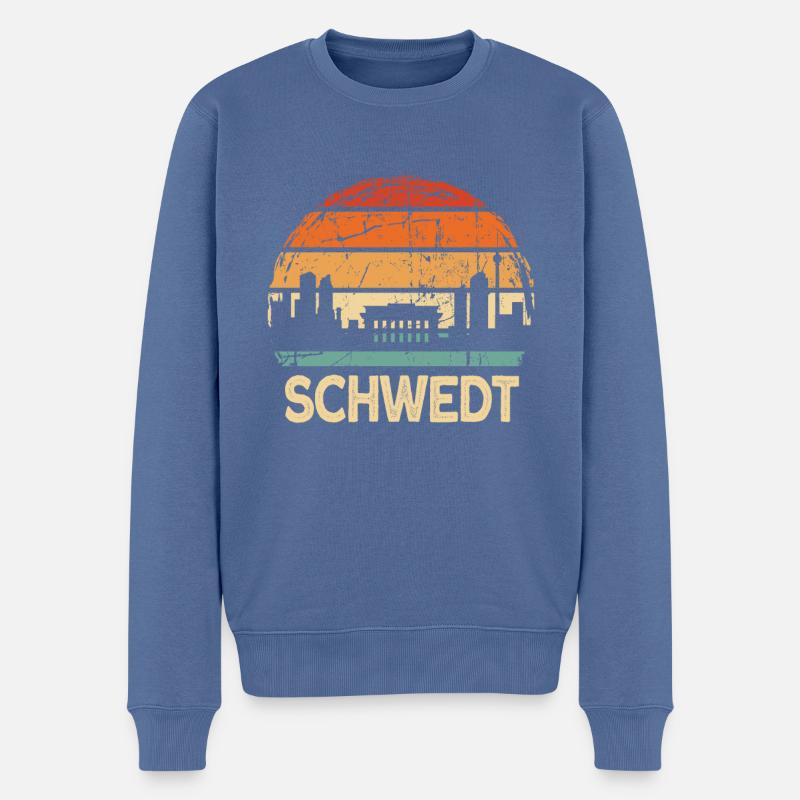 Schwedt - Männer Premium Bio Pullover - Taubenblau