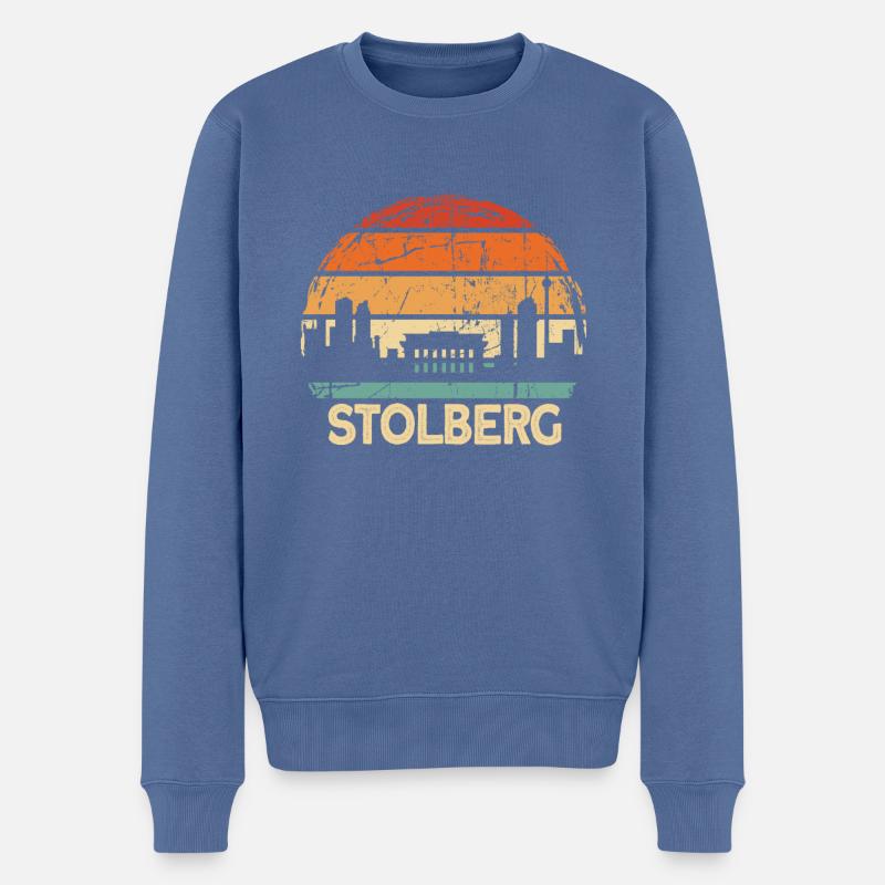 Stolberg - Männer Premium Bio Pullover - Taubenblau