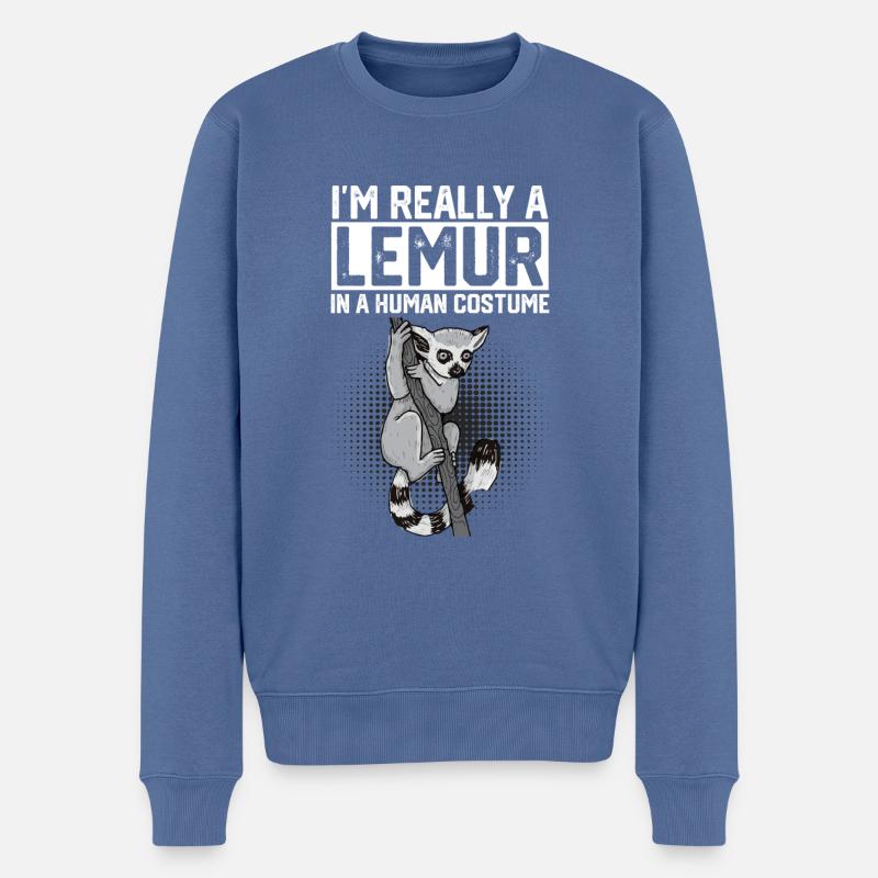 Lemur - Männer Premium Bio Pullover - Taubenblau