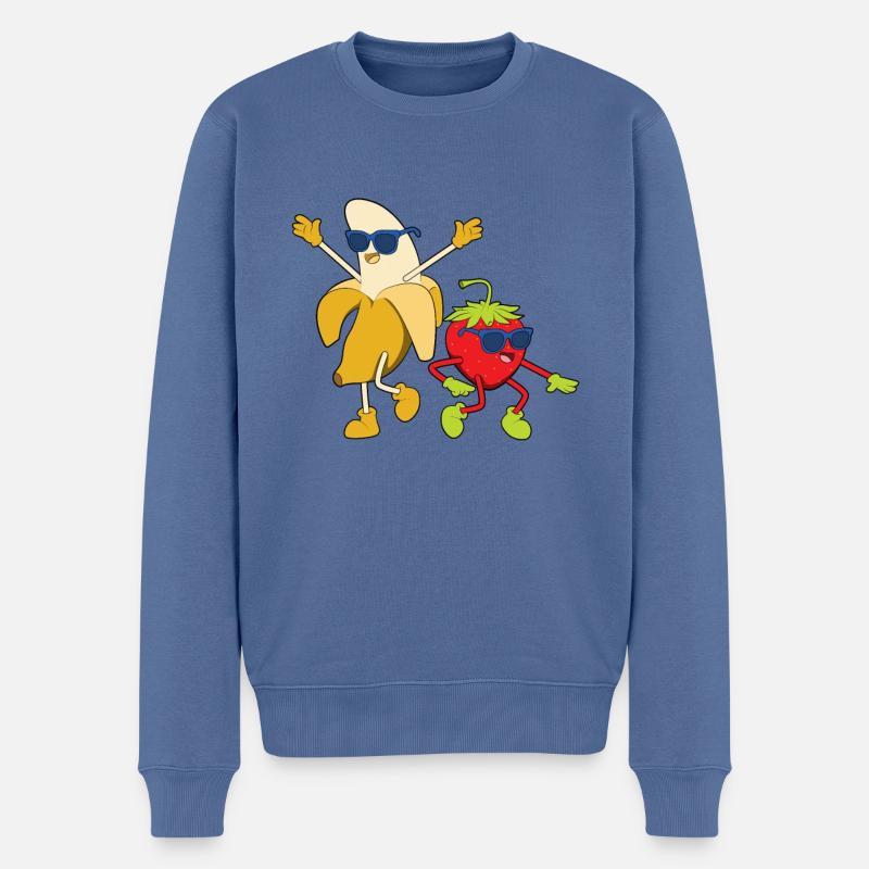 Banane-Erdbeere Sommer - Männer Premium Bio Pullover - Taubenblau