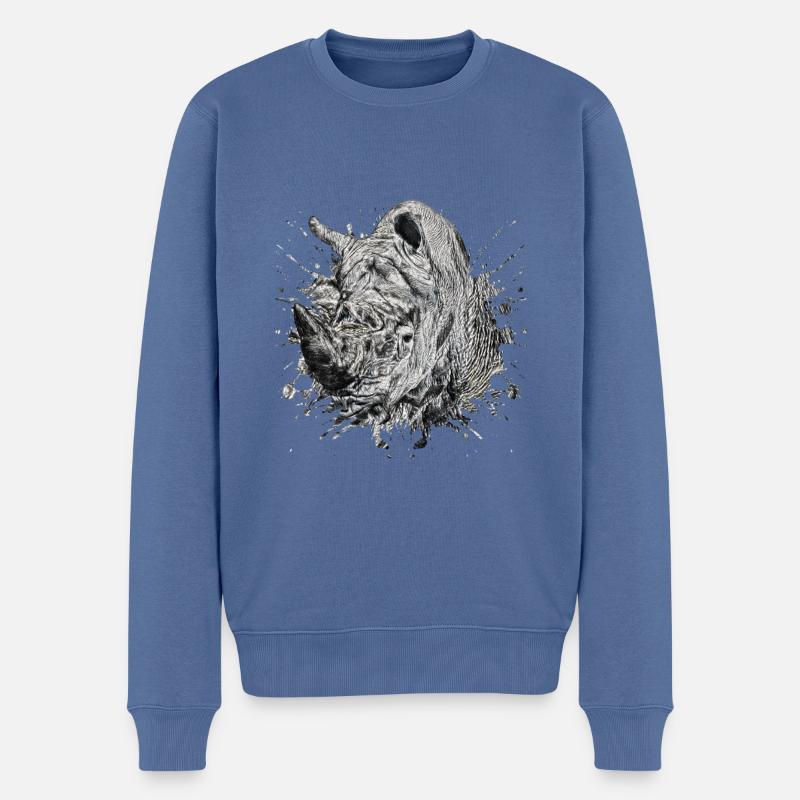 Nashorn - Männer Premium Bio Pullover - Taubenblau