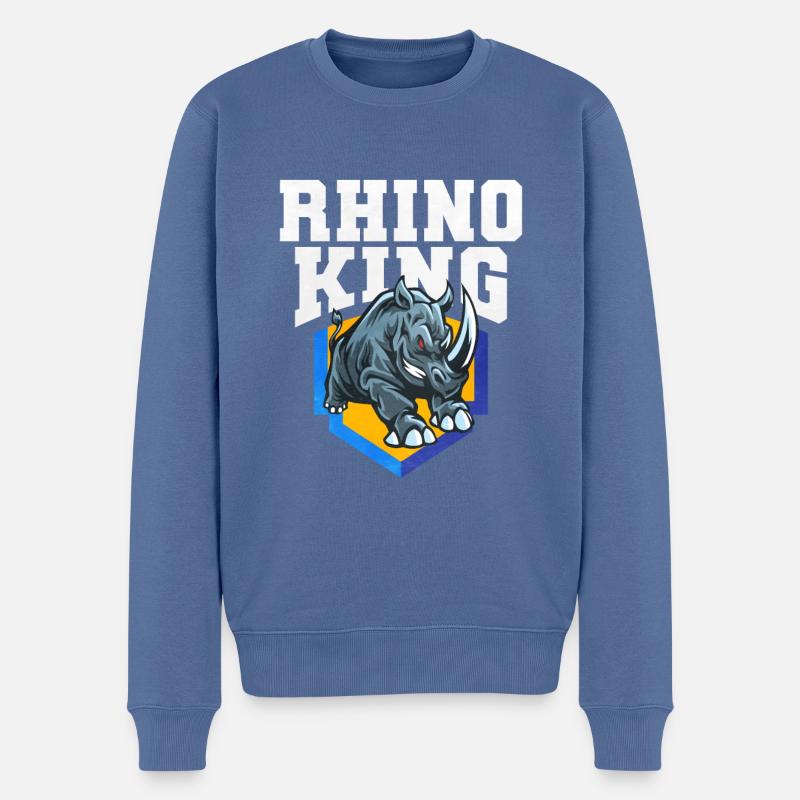 Nashorn - Männer Premium Bio Pullover - Taubenblau