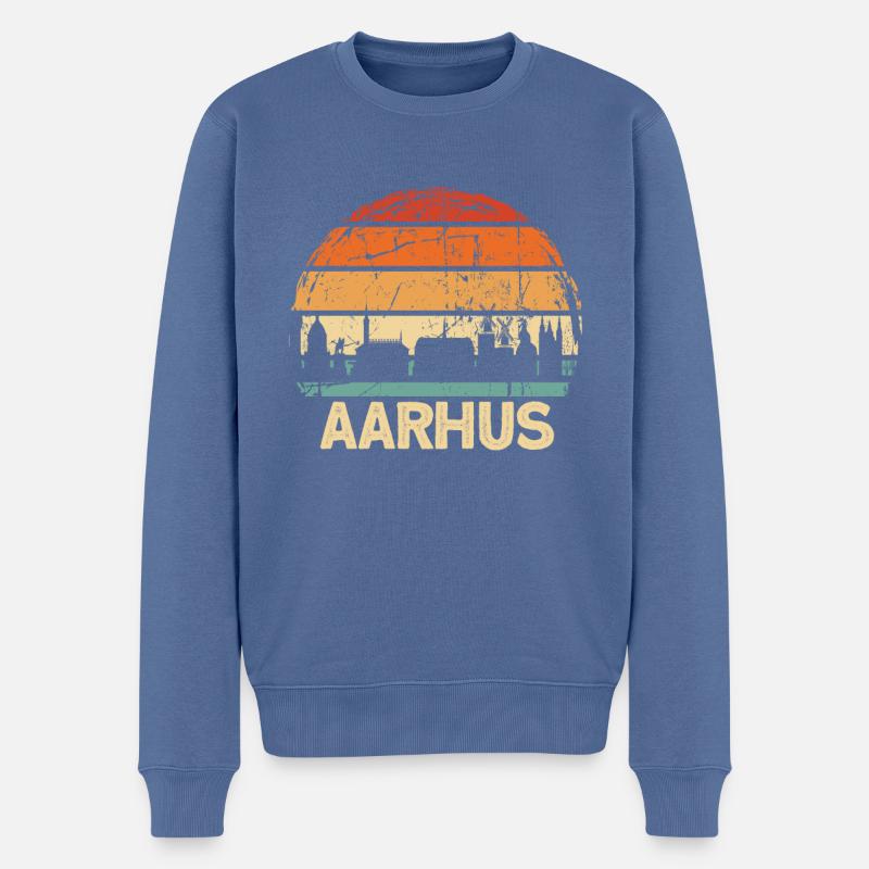 Aarhus - Männer Premium Bio Pullover - Taubenblau