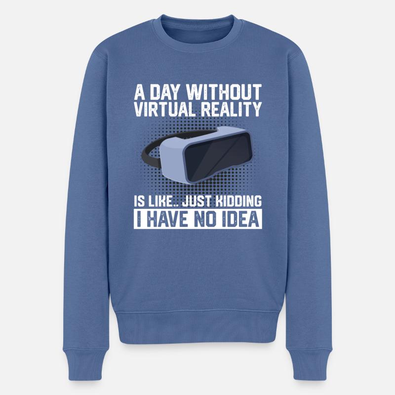 Virtual Reality VR Geschenk - Männer Premium Bio Pullover - Taubenblau