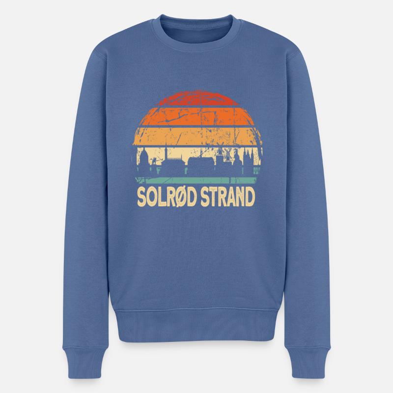 Plage de Solrød - Pull Premium bio Homme - bleu pigeon