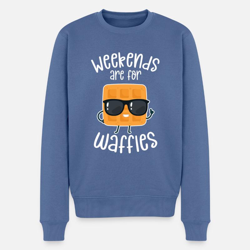 Wochenenden sind für Waffeln - Männer Premium Bio Pullover - Taubenblau