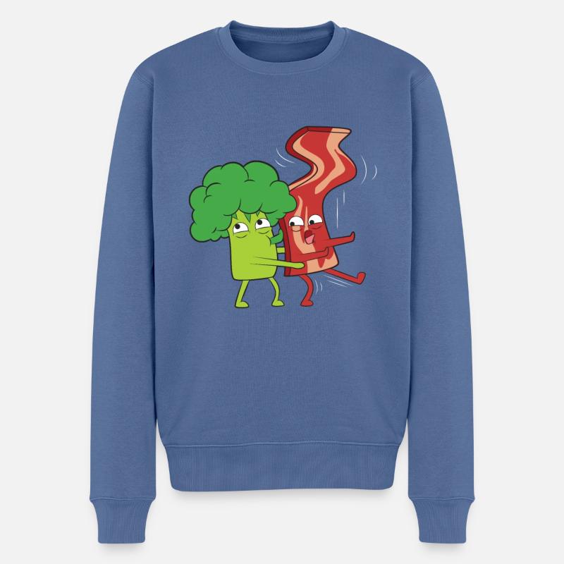 Brocolli Bacon Amour - Pull Premium bio Homme - bleu pigeon