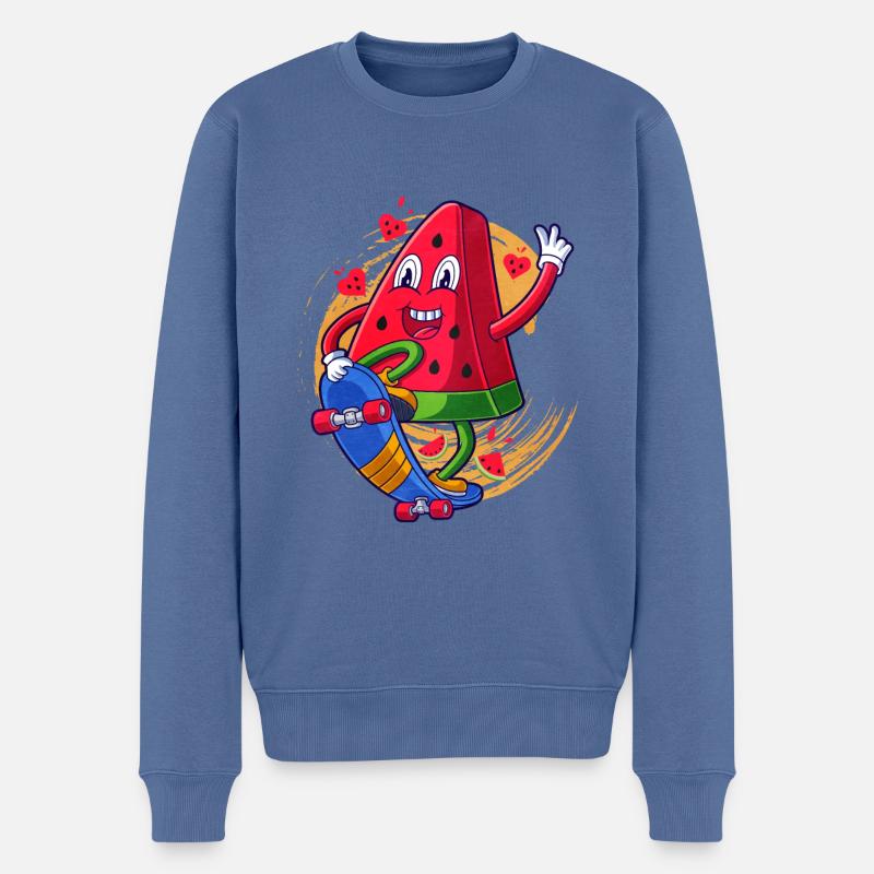 Wassermelone - Männer Premium Bio Pullover - Taubenblau
