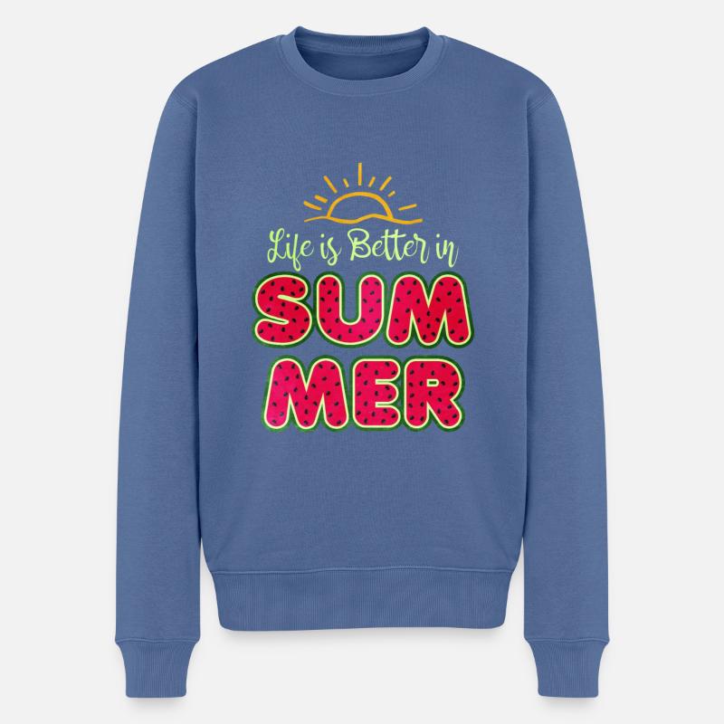 Wassermelone - Männer Premium Bio Pullover - Taubenblau