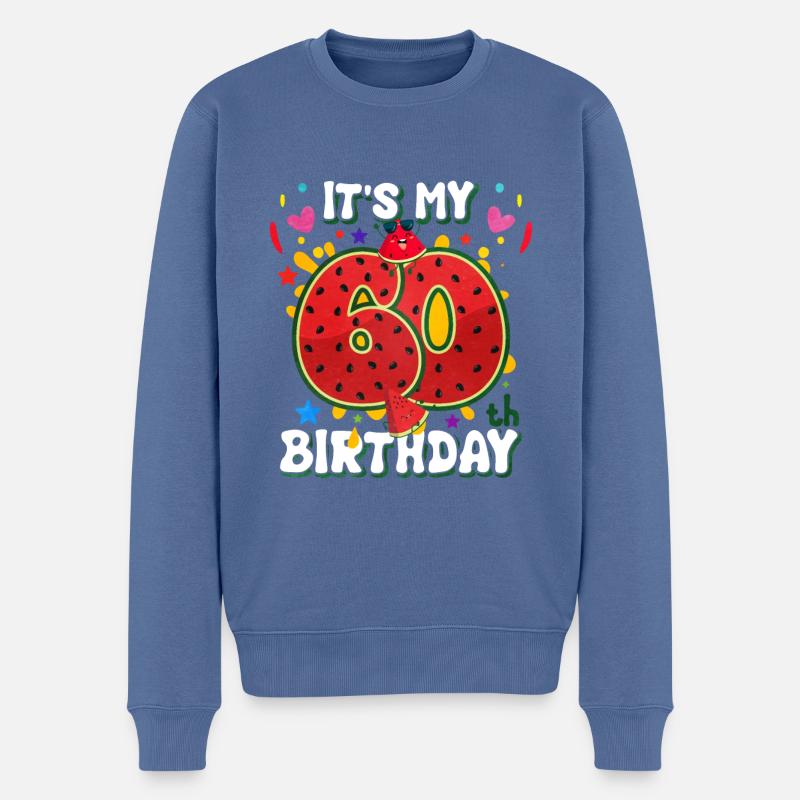 60e anniversaire Pastèque - Pull Premium bio Homme - bleu pigeon