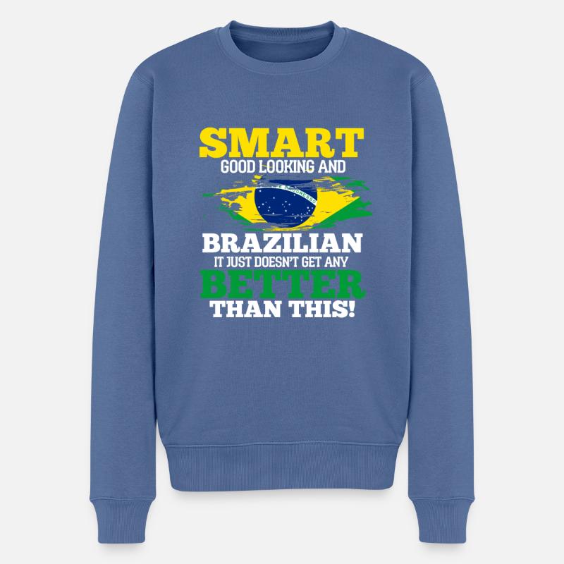Brasilien - Männer Premium Bio Pullover - Taubenblau