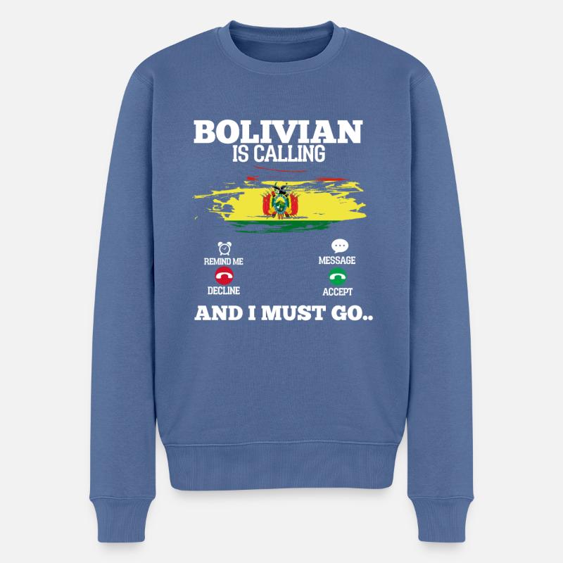 Bolivie - Pull Premium bio Homme - bleu pigeon