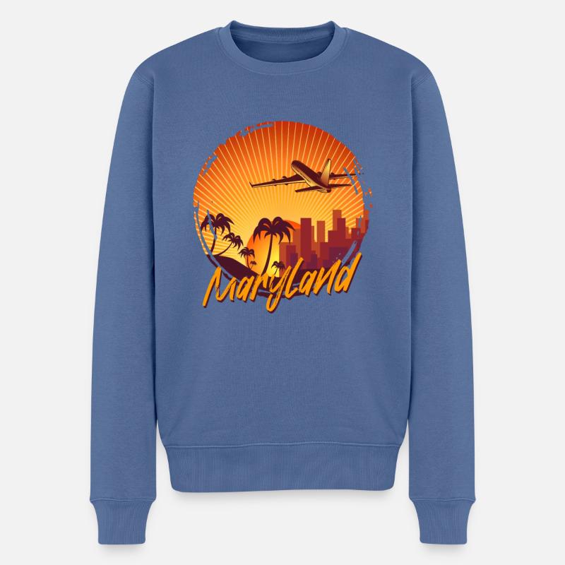 Maryland - Männer Premium Bio Pullover - Taubenblau