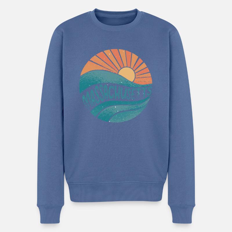 Massachusetts - Männer Premium Bio Pullover - Taubenblau