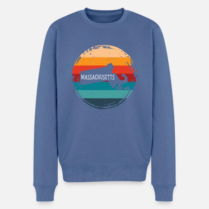 Massachusetts - Männer Premium Bio Pullover - Taubenblau