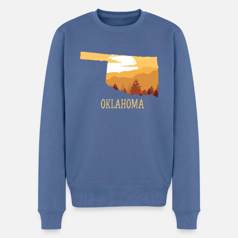 Oklahoma - Männer Premium Bio Pullover - Taubenblau