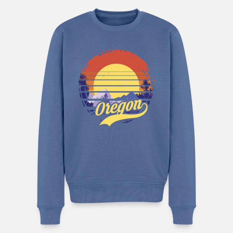 Oregon - Männer Premium Bio Pullover - Taubenblau