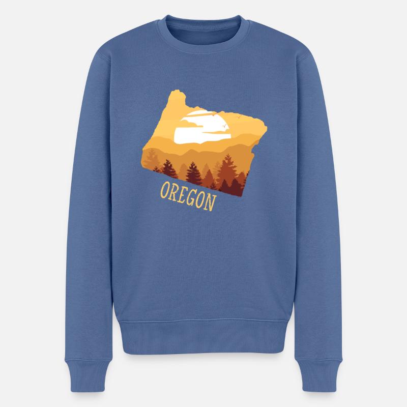 Oregon - Männer Premium Bio Pullover - Taubenblau