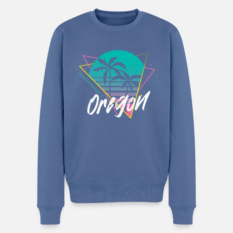 Oregon - Männer Premium Bio Pullover - Taubenblau