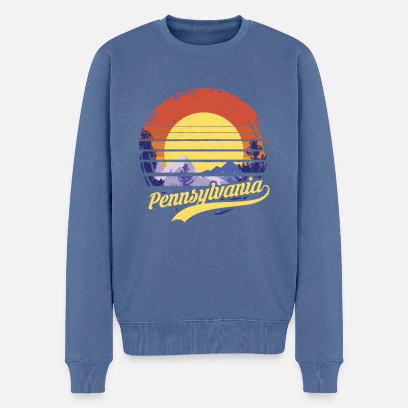 Pennsylvanie - Pull Premium bio Homme - bleu pigeon