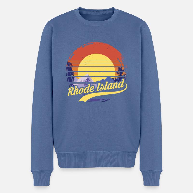 Rhode Island - Männer Premium Bio Pullover - Taubenblau