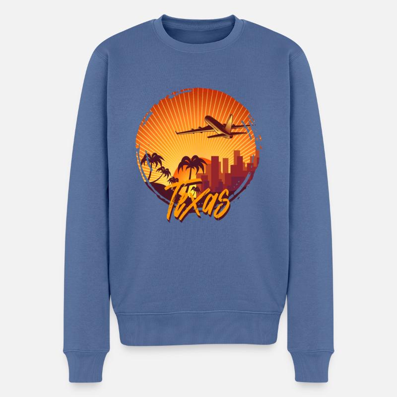 Texas - Männer Premium Bio Pullover - Taubenblau
