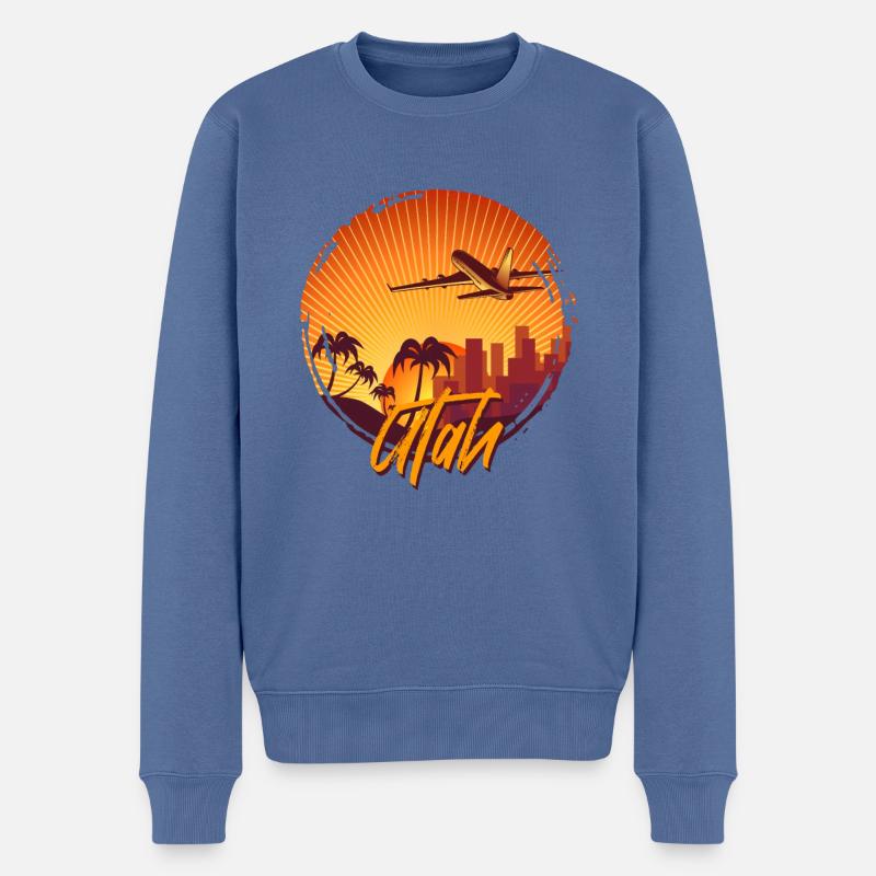 Utah - Männer Premium Bio Pullover - Taubenblau