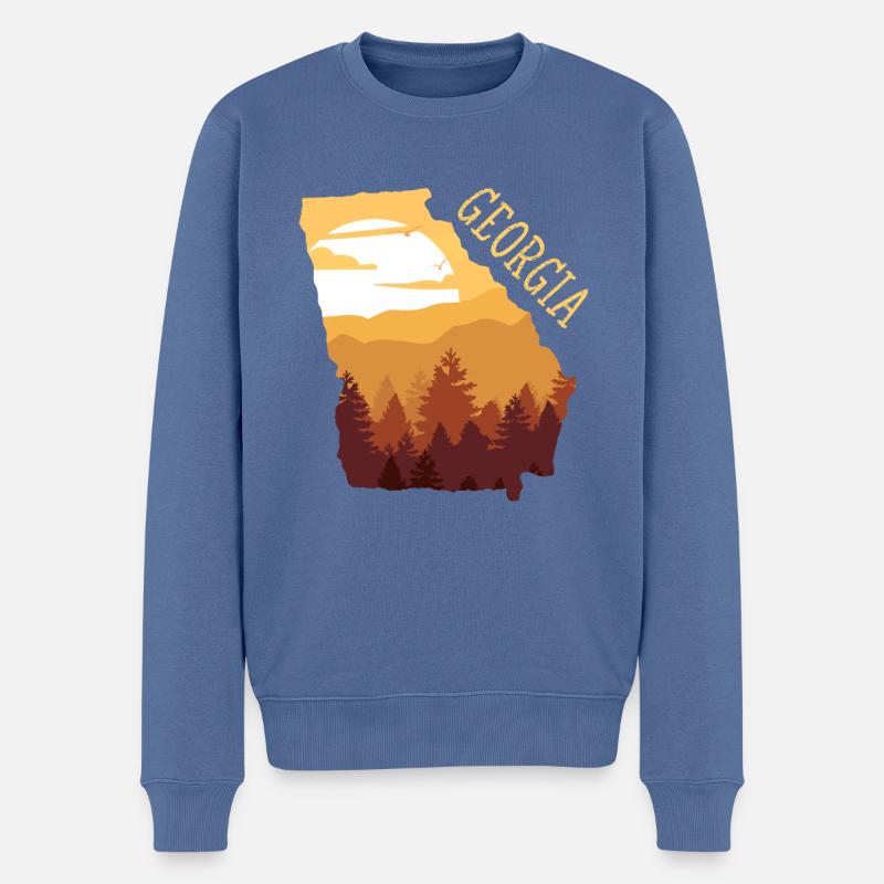 georgia - Männer Premium Bio Pullover - Taubenblau