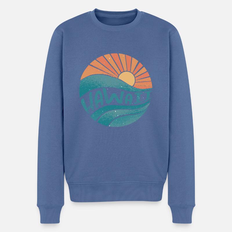 hawaii - Männer Premium Bio Pullover - Taubenblau