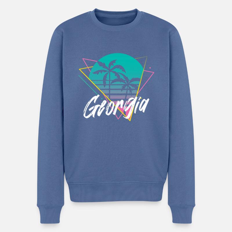 georgia - Männer Premium Bio Pullover - Taubenblau