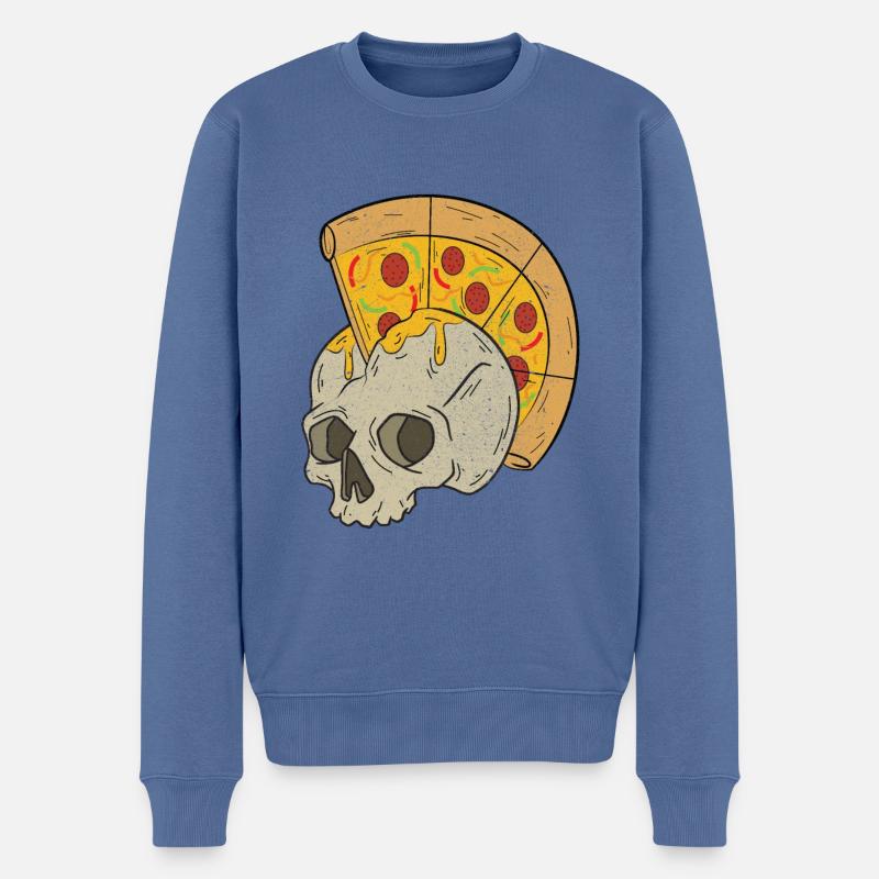 Skull Pizza - Pull Premium bio Homme - bleu pigeon