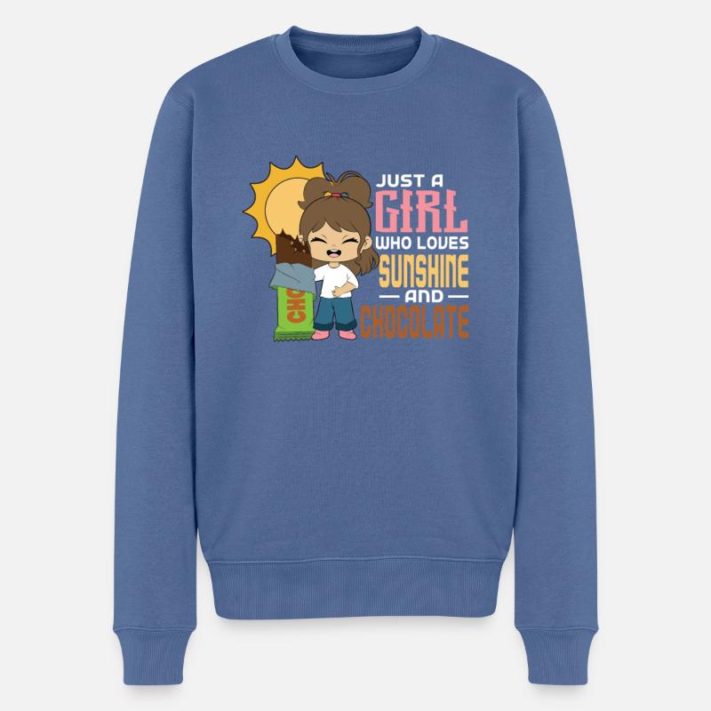 Schokolade Liebe - Männer Premium Bio Pullover - Taubenblau
