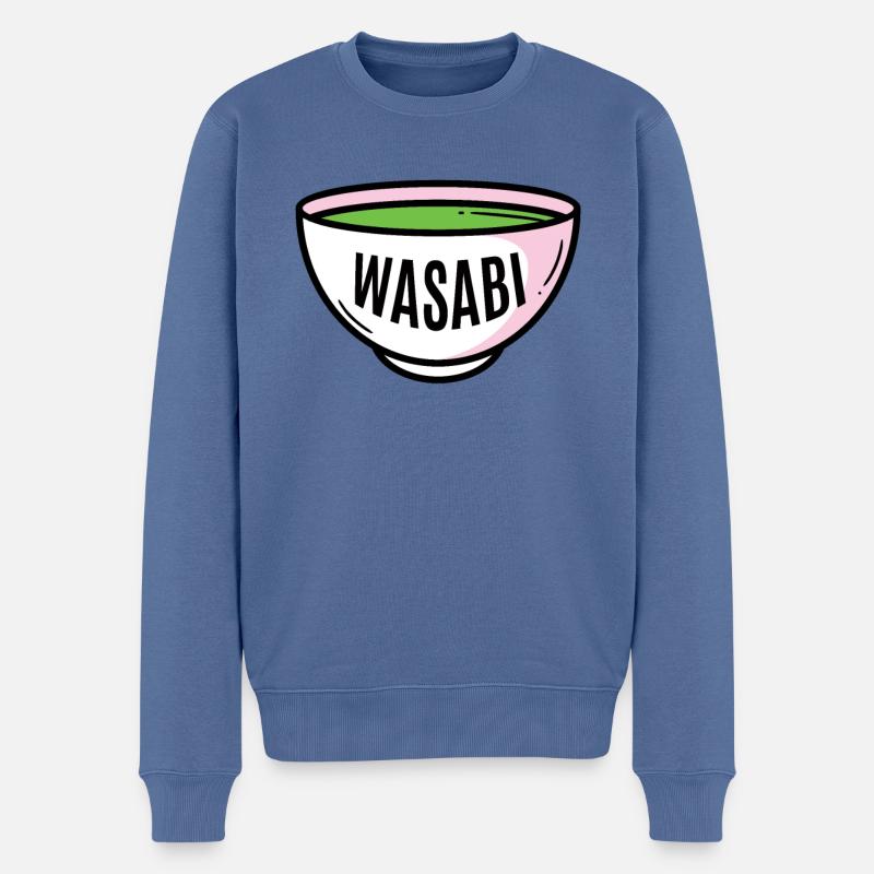 Wasabi - Männer Premium Bio Pullover - Taubenblau